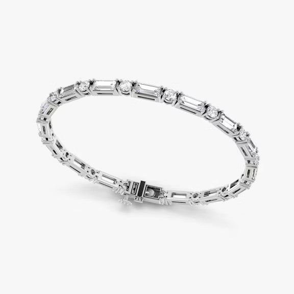Round & Baguette Lab Diamond Tennis Bracelet