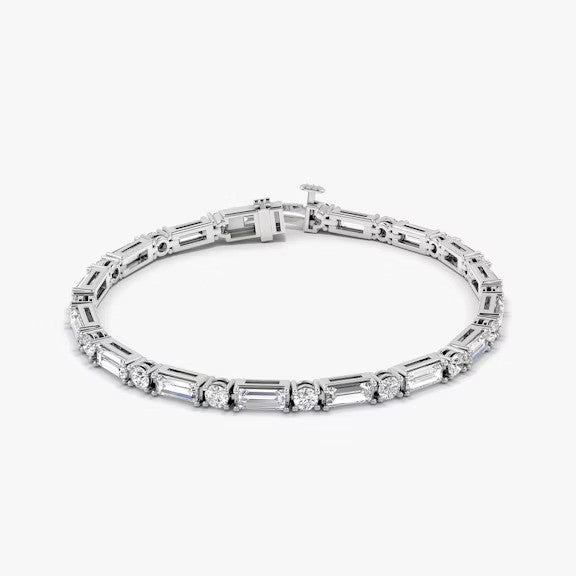 Round & Baguette Lab Diamond Tennis Bracelet