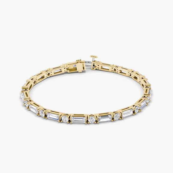 Round & Baguette Lab Diamond Tennis Bracelet