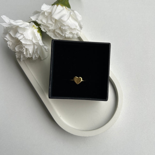 ENGRAVABLE HEART RING - 18K GOLD PLATED