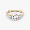 Three Stone Round Pavé Lab Diamond Engagement Ring
