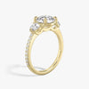 Three Stone Round Pavé Lab Diamond Engagement Ring