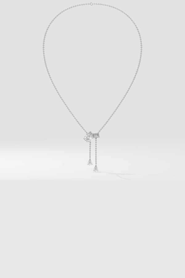 2 Stone Solitaire Necklace With Drops