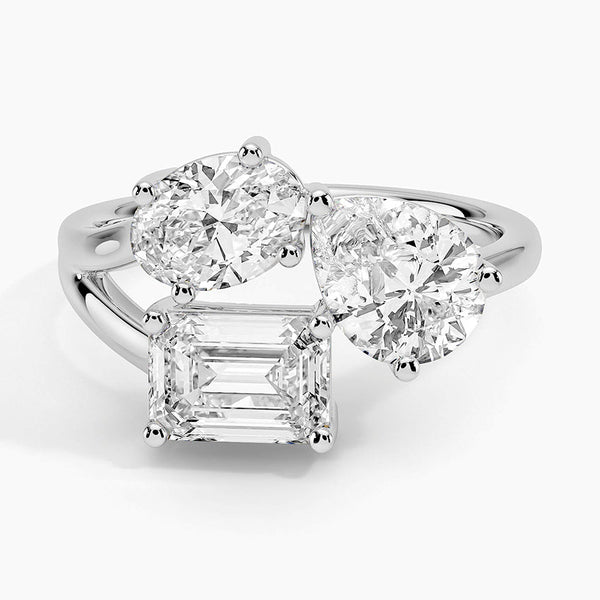 Threesome Oval, Pear & Emerald Lab Grown Diamond Cocktail Ring