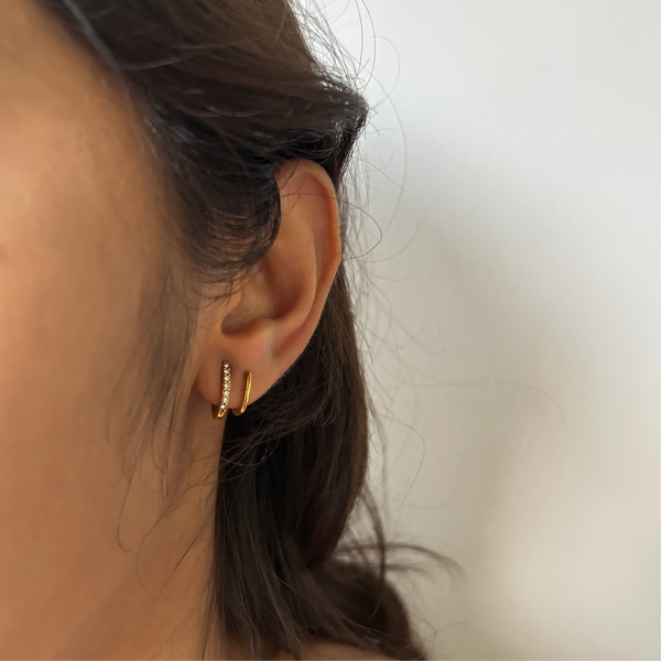 2 PIERCING ILLUSION EARRINGS - 18K GOLD-PLATED