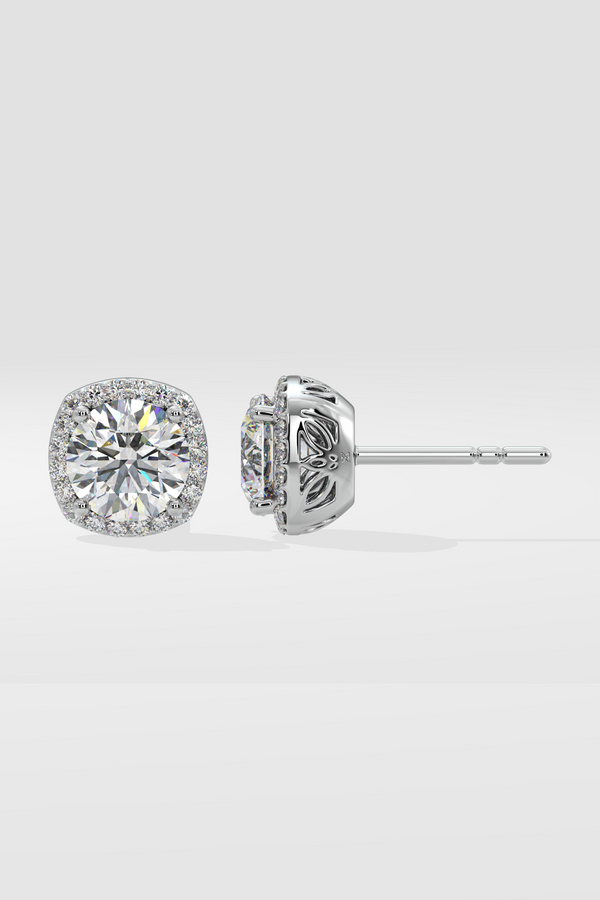 2 ct Cushion Halo Studs
