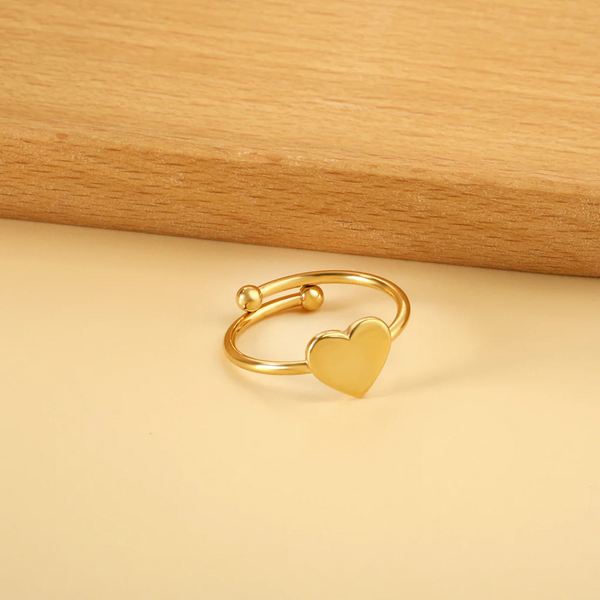 ENGRAVABLE HEART RING - 18K GOLD PLATED