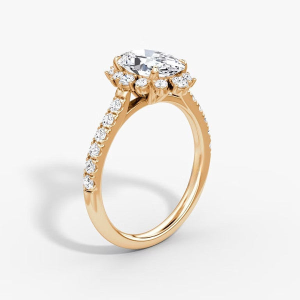 Aura Halo Pavé Oval Lab Grown Diamond Ring