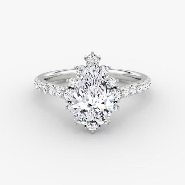 Aura Halo Pavé Pear Lab Grown Diamond Ring