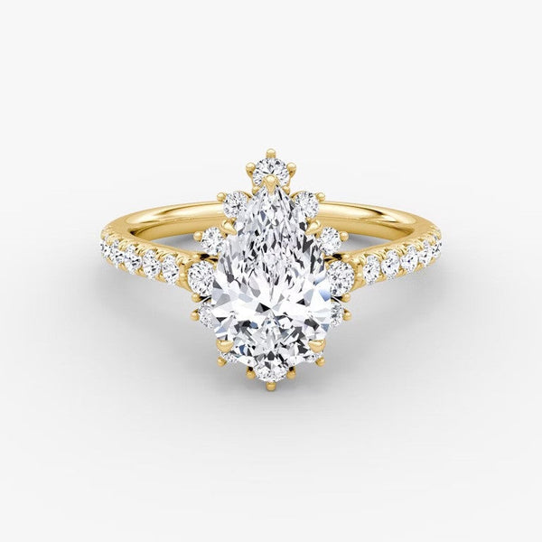 Aura Halo Pavé Pear Lab Grown Diamond Ring