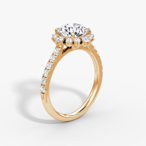 Aura Halo Pavé Round Lab Grown Diamond Ring