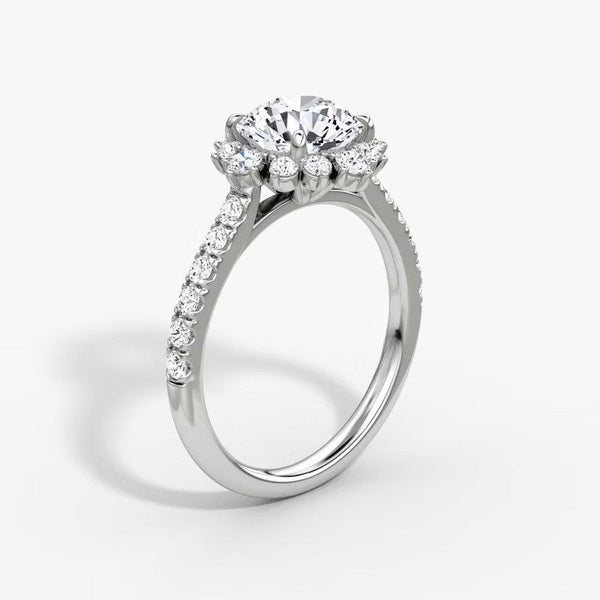 Aura Halo Pavé Round Lab Grown Diamond Ring