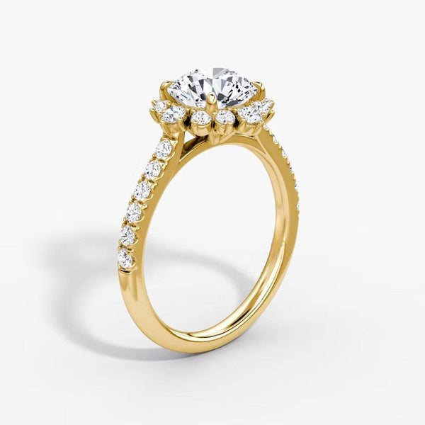 Aura Halo Pavé Round Lab Grown Diamond Ring