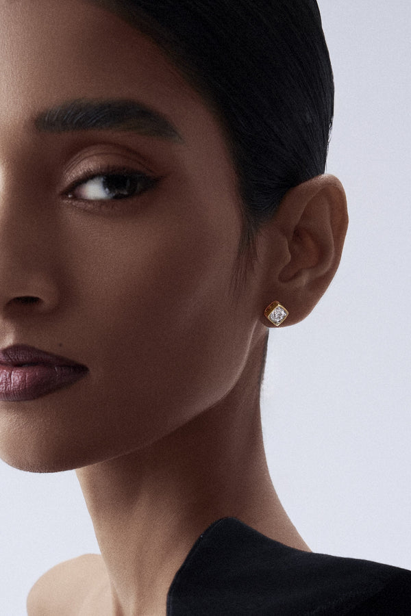 1 ct Bezel Cushion Studs