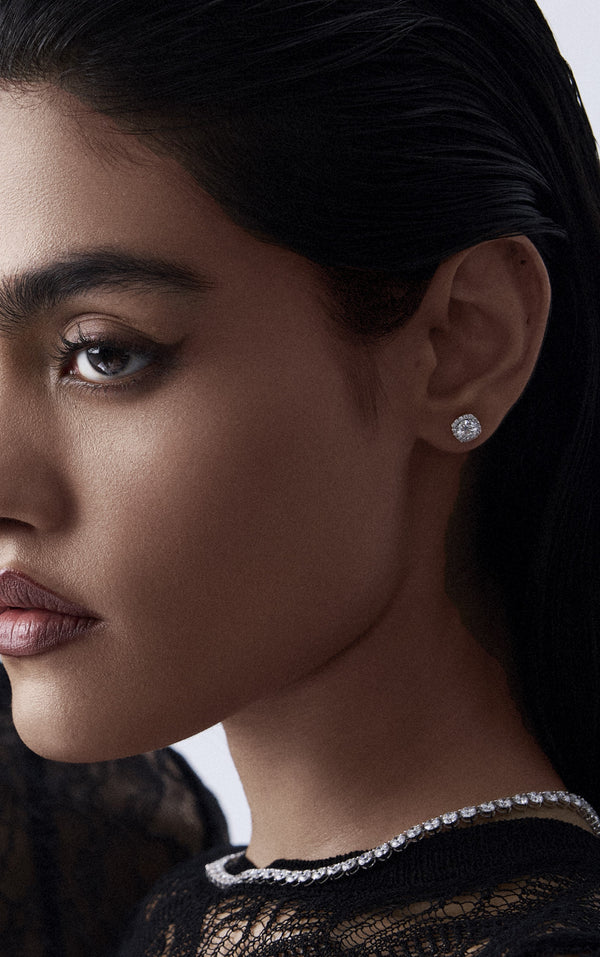 1 ct Cushion Halo Studs