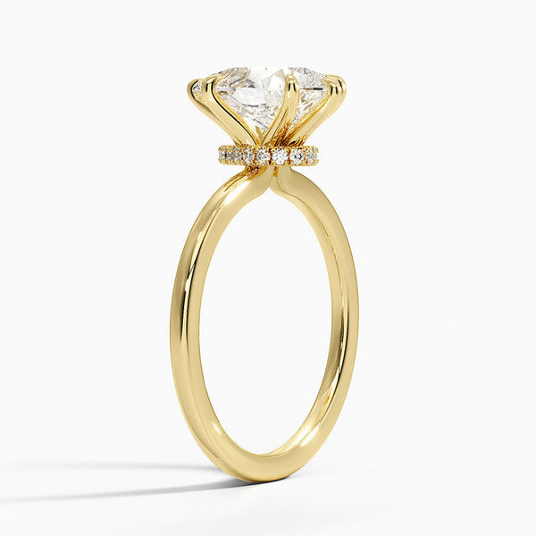 Hidden Halo Pear Lab Grown Diamond Engagement Ring