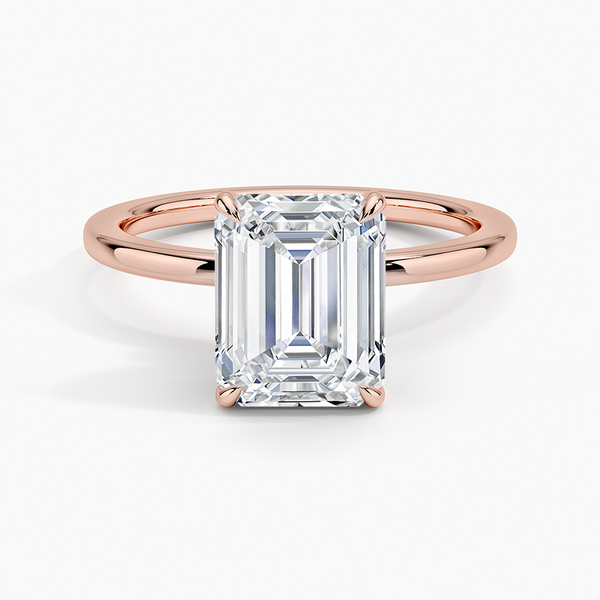 Hidden Halo Emerald Lab Grown Diamond Engagement Ring