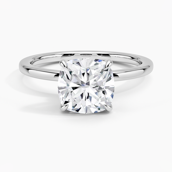Hidden Halo Cushion Lab Grown Diamond Engagement Ring
