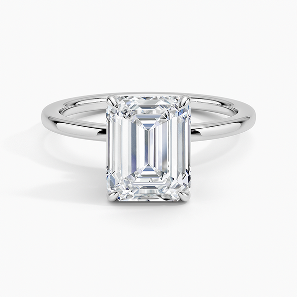 Hidden Halo Emerald Lab Grown Diamond Engagement Ring