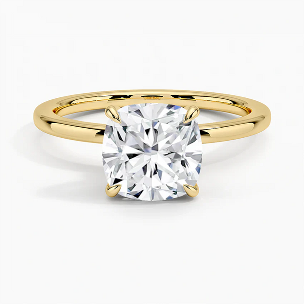 Hidden Halo Cushion Lab Grown Diamond Engagement Ring