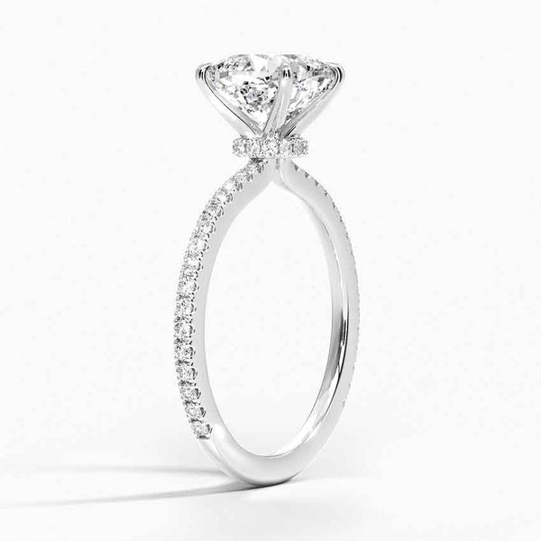 Hidden Halo Pavé Cushion Lab Diamond Engagement Ring