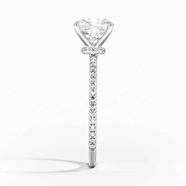 Hidden Halo Pavé Cushion Lab Diamond Engagement Ring