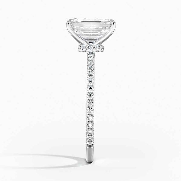 Hidden Halo Pavé Emerald Lab Diamond Engagement Ring