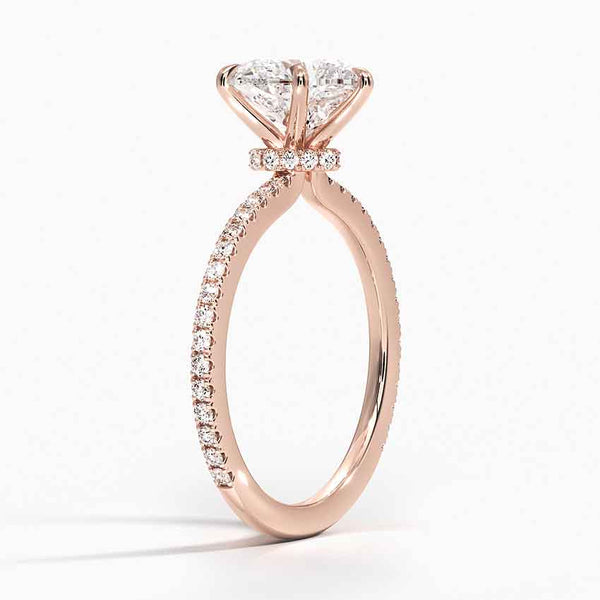 Hidden Halo Pavé Heart Lab Diamond Engagement Ring