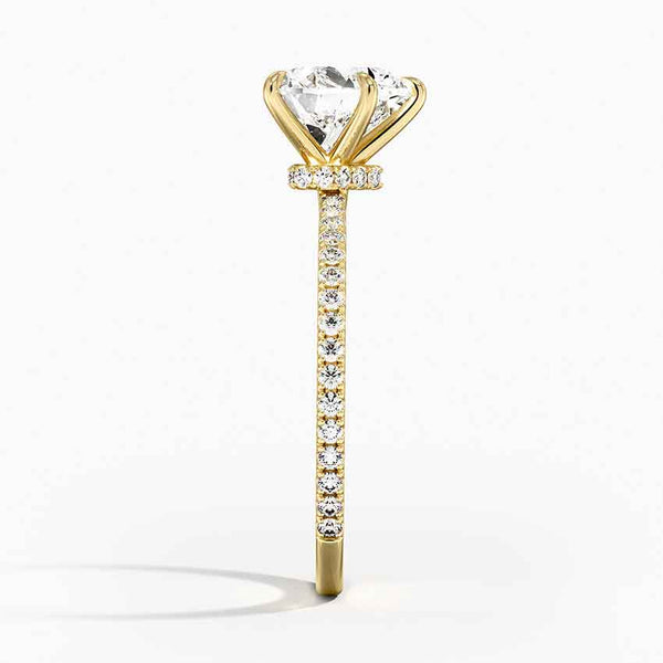 Hidden Halo Pavé Heart Lab Diamond Engagement Ring