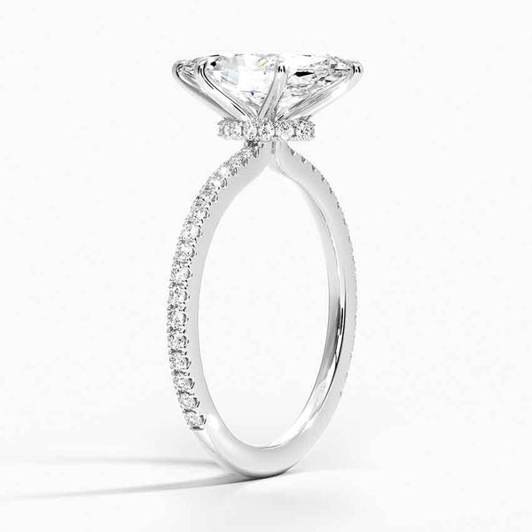 Hidden Halo Pavé Marquise Lab Diamond Engagement Ring