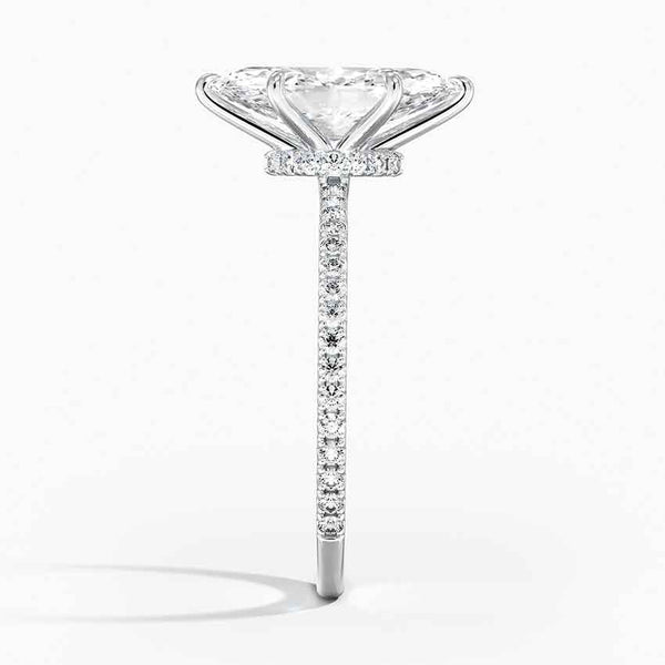 Hidden Halo Pavé Marquise Lab Diamond Engagement Ring