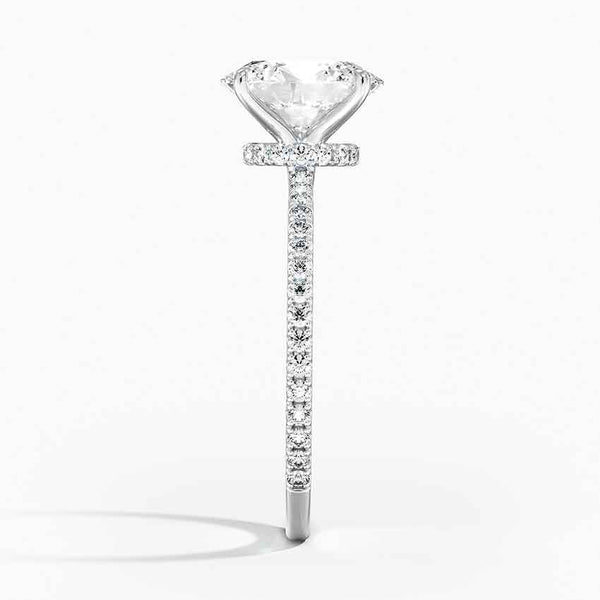 Hidden Halo Pavé Oval Lab Diamond Engagement Ring
