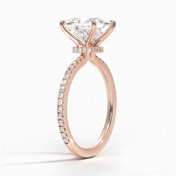 Hidden Halo Pavé Princess Lab Diamond Engagement Ring