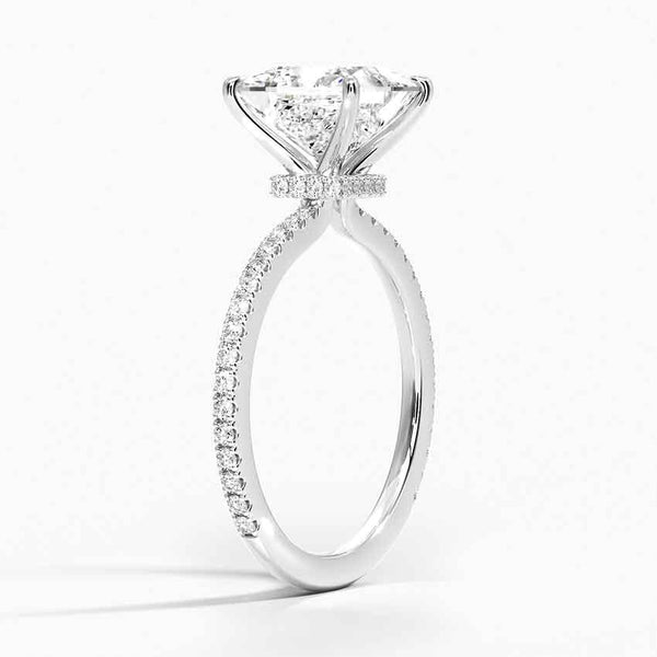 Hidden Halo Pavé Princess Lab Diamond Engagement Ring