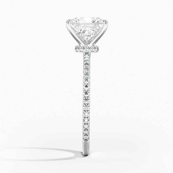 Hidden Halo Pavé Princess Lab Diamond Engagement Ring