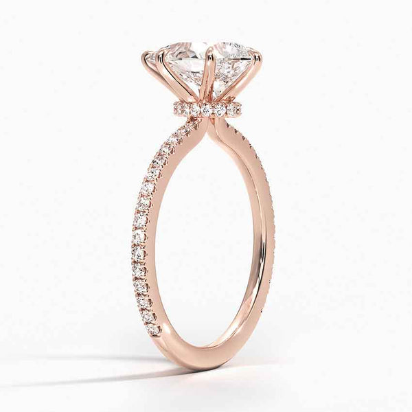 Hidden Halo Pavé Pear Lab Diamond Engagement Ring