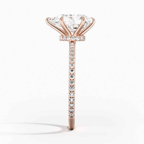 Hidden Halo Pavé Pear Lab Diamond Engagement Ring