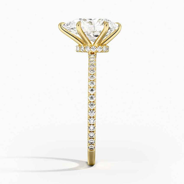 Hidden Halo Pavé Pear Lab Diamond Engagement Ring