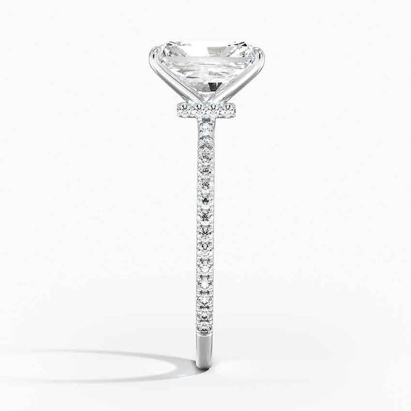 Hidden Halo Pavé Radiant Lab Diamond Engagement Ring