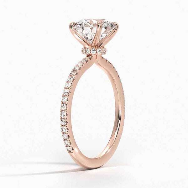 Hidden Halo Pavé Round Lab Diamond Engagement Ring
