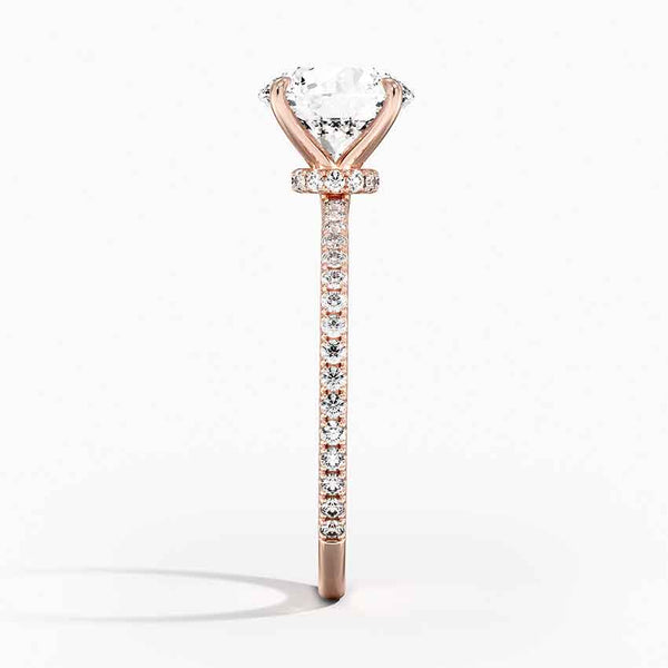Hidden Halo Pavé Round Lab Diamond Engagement Ring