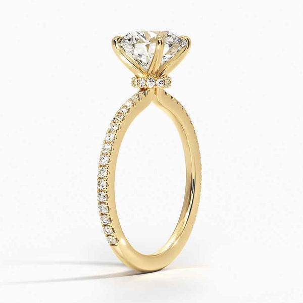 Hidden Halo Pavé Round Lab Diamond Engagement Ring