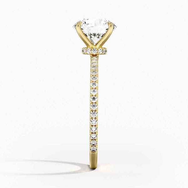 Hidden Halo Pavé Round Lab Diamond Engagement Ring