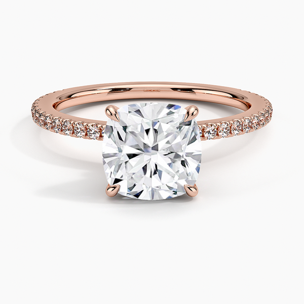 Hidden Halo Pavé Cushion Lab Diamond Engagement Ring