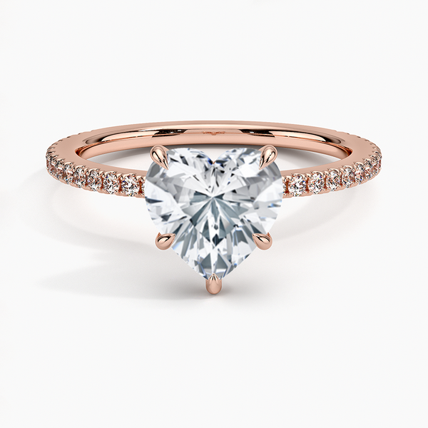 Hidden Halo Pavé Heart Lab Diamond Engagement Ring