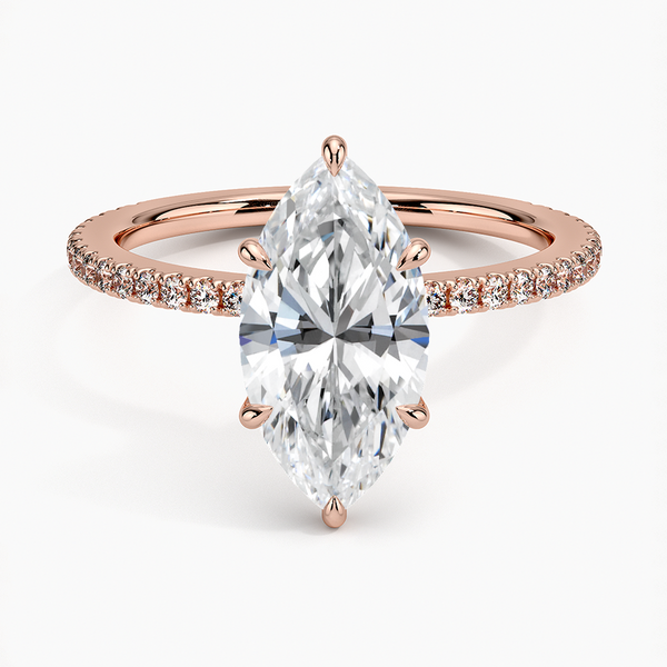 Hidden Halo Pavé Marquise Lab Diamond Engagement Ring