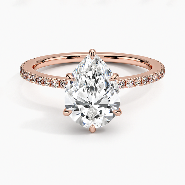 Hidden Halo Pavé Pear Lab Diamond Engagement Ring