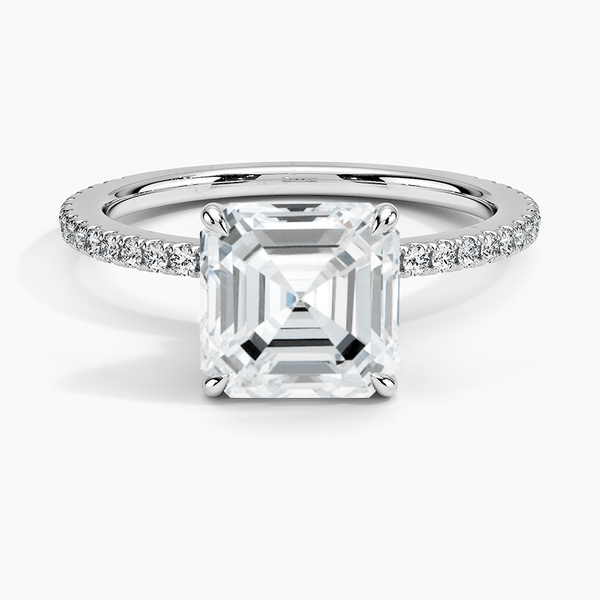 Hidden Halo Pavé Asscher Lab Diamond Engagement Ring