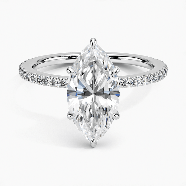 Hidden Halo Pavé Marquise Lab Diamond Engagement Ring