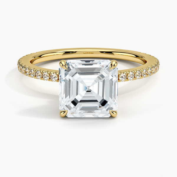 Hidden Halo Pavé Asscher Lab Diamond Engagement Ring